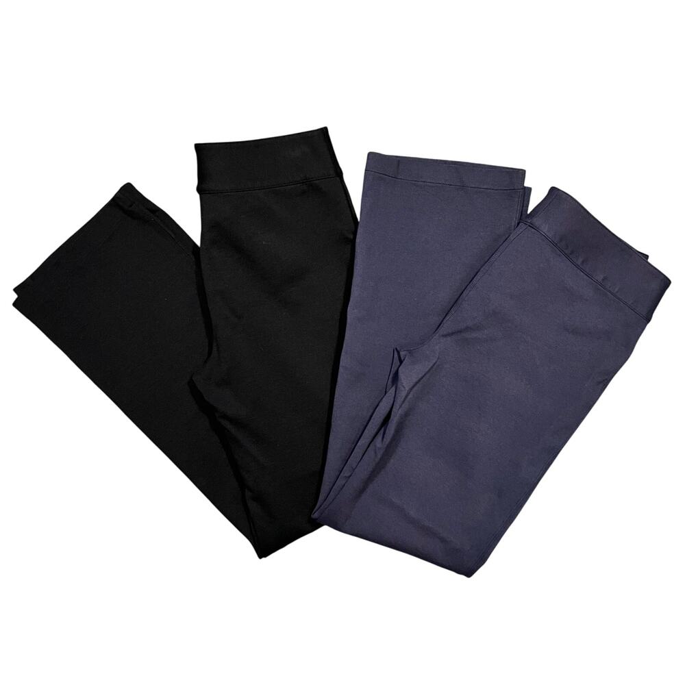 Eddie Bauer High Rise Straight Trousers Black Navy Stretch Pants Women Size 6 30